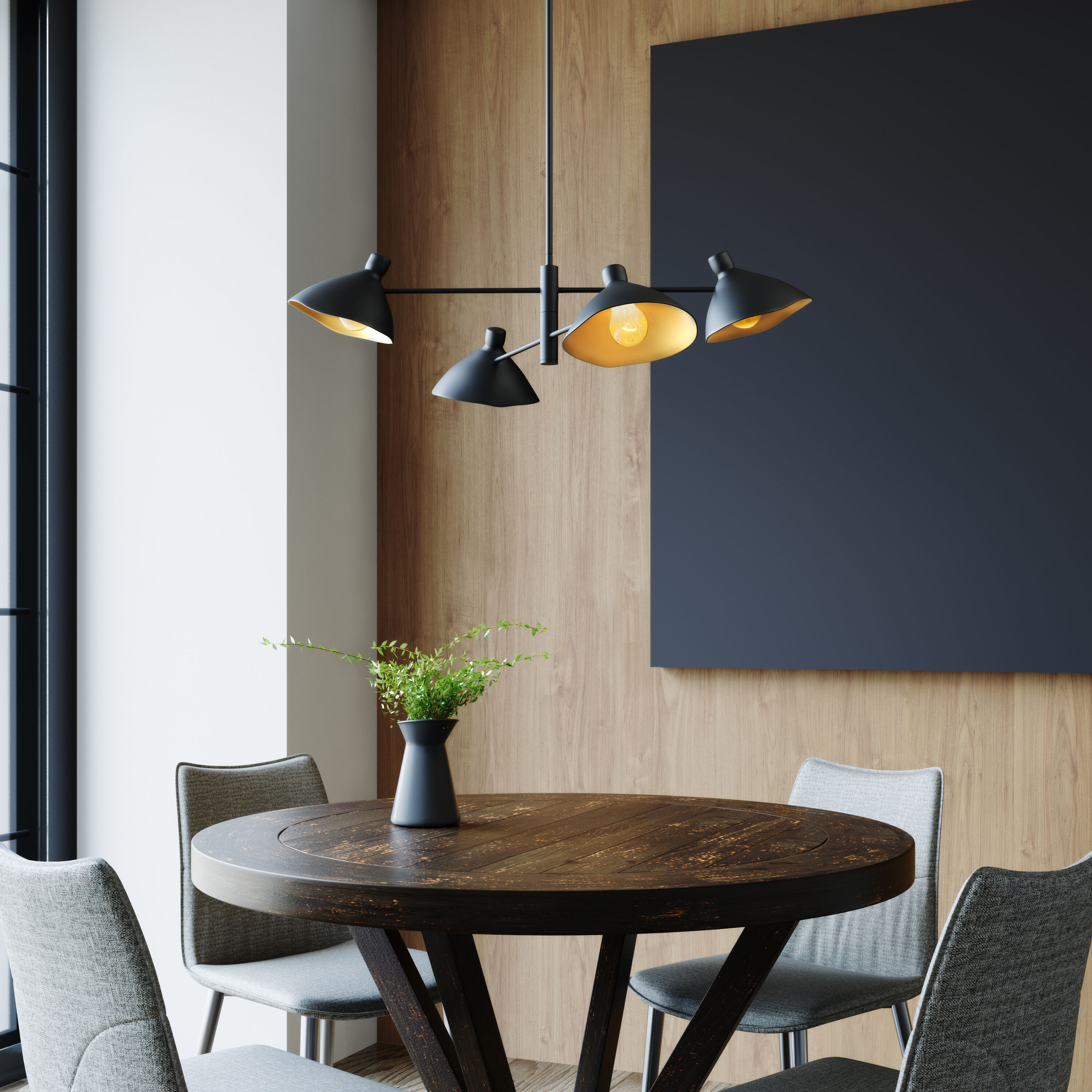 Warhol 4 Light 35 inch Matte Black Chandelier Ceiling Light